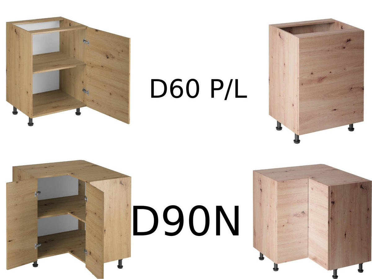 WINKELKÜCHE 390 × 260 cm - Langen K106-M860 - in Artisan Eiche - Schwarz/Eiche Artisan, Holz/Holzwerkstoff (390/260/212cm)