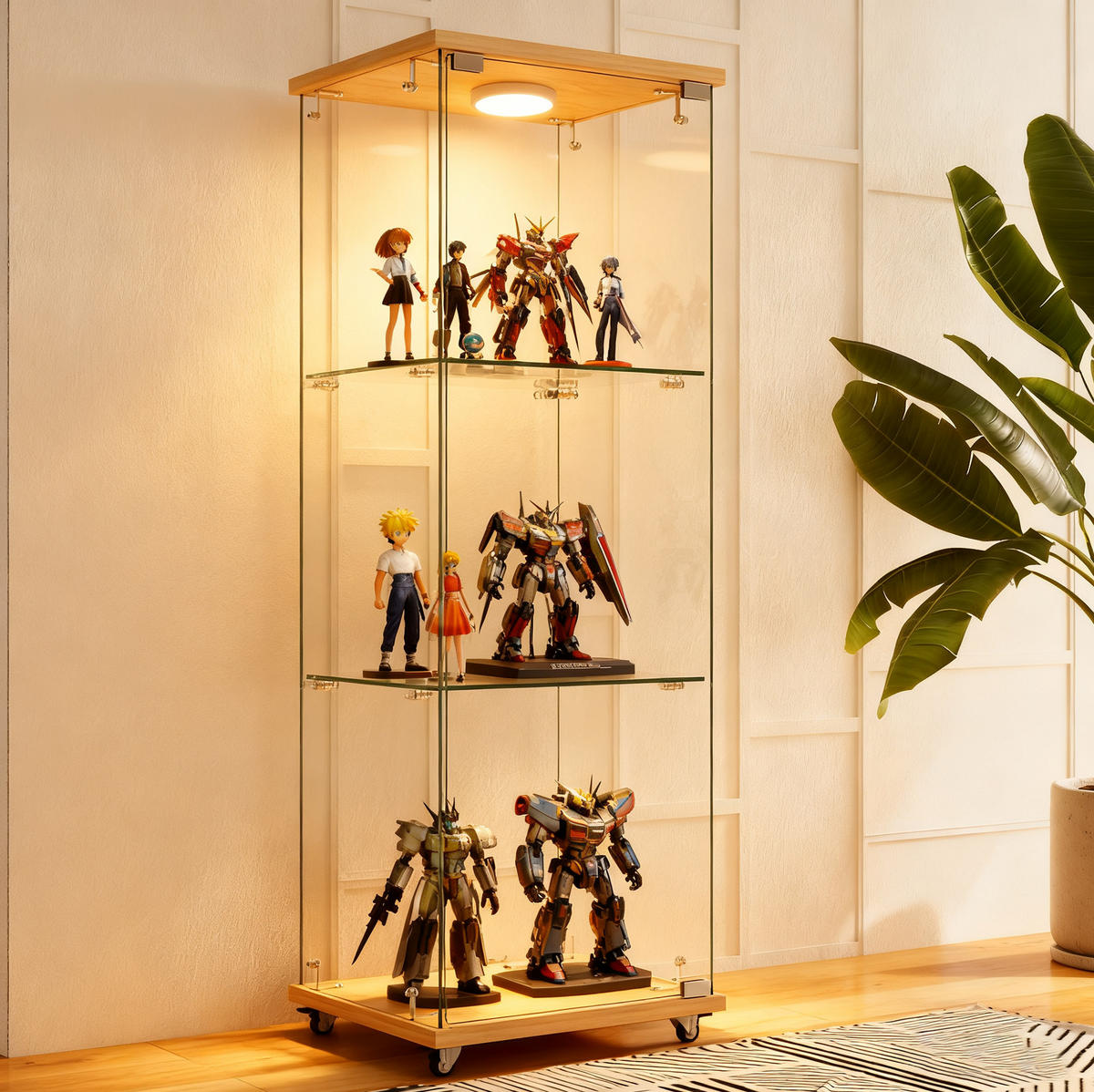 VITRÍNA 36,5/42,5/120 cm s LED osvětlením, z MDF a skla, přírodní - přírodní, kompozitní dřevo (42.5/120/36.5cm) - Redom