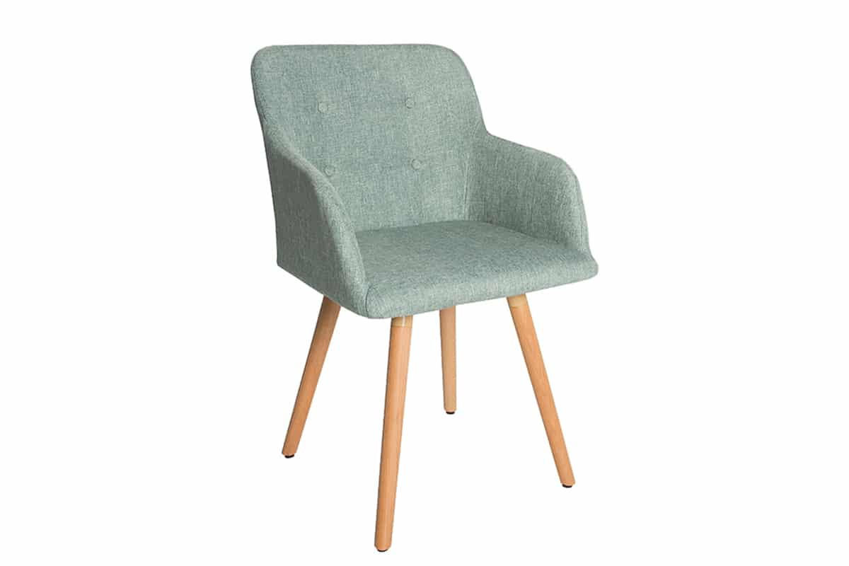 STUHL SCANDINAVIA MEISTERSTÜCK Strukturstoff Salbei-Grün 85 cm - Braun/Grün, Holz/Textil (55/85/55cm) - riess-ambiente