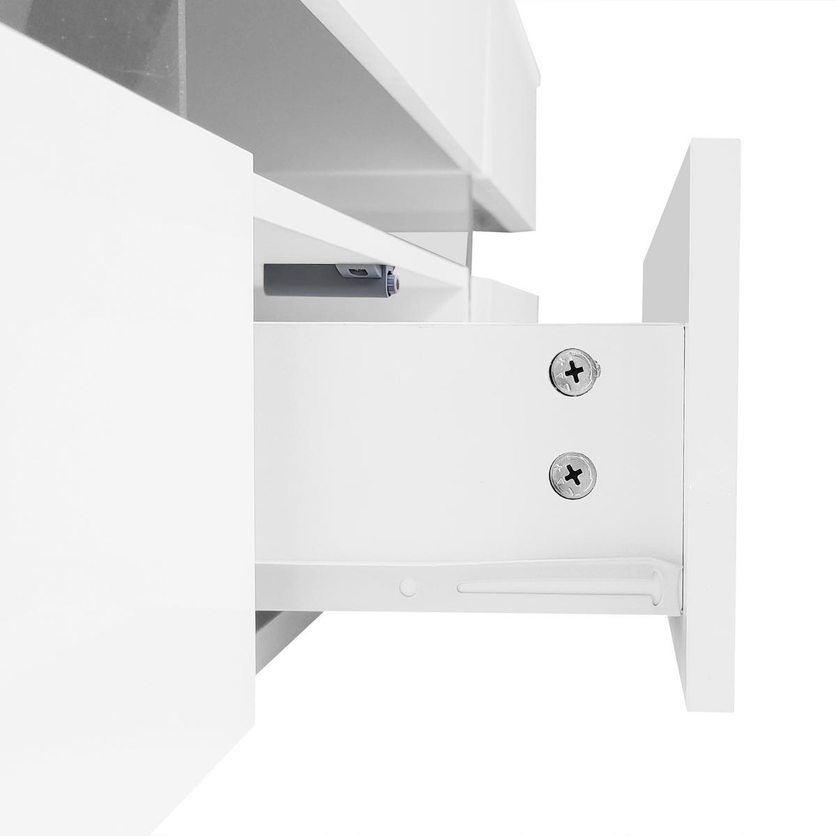 LOWBOARD DE-40485 2 Acryl-Glastüren mit LED und Hochglanz Weiß - Weiß, Holzwerkstoff (160/45/39cm) - ComfortXL