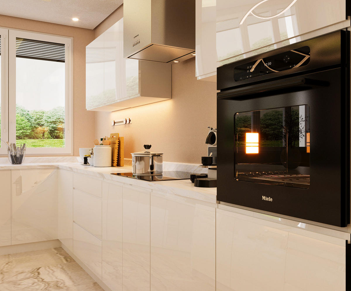 INSELKÜCHE-KÜCHENZEILE 420x220 cm Glanzia – KU-S17 – Weiß – Hochglanz - Weiß Hochglanz, Holzwerkstoff (420/212/220cm) - hi-markt