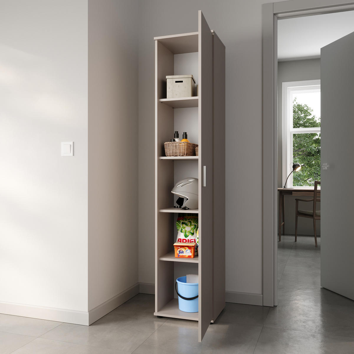 MEHRZWECKSCHRANK mit 1 Tür & 4 Einlegeböden in Kaschmir - Kaschmir, Holzwerkstoff (40/184/35cm) - Home Collective