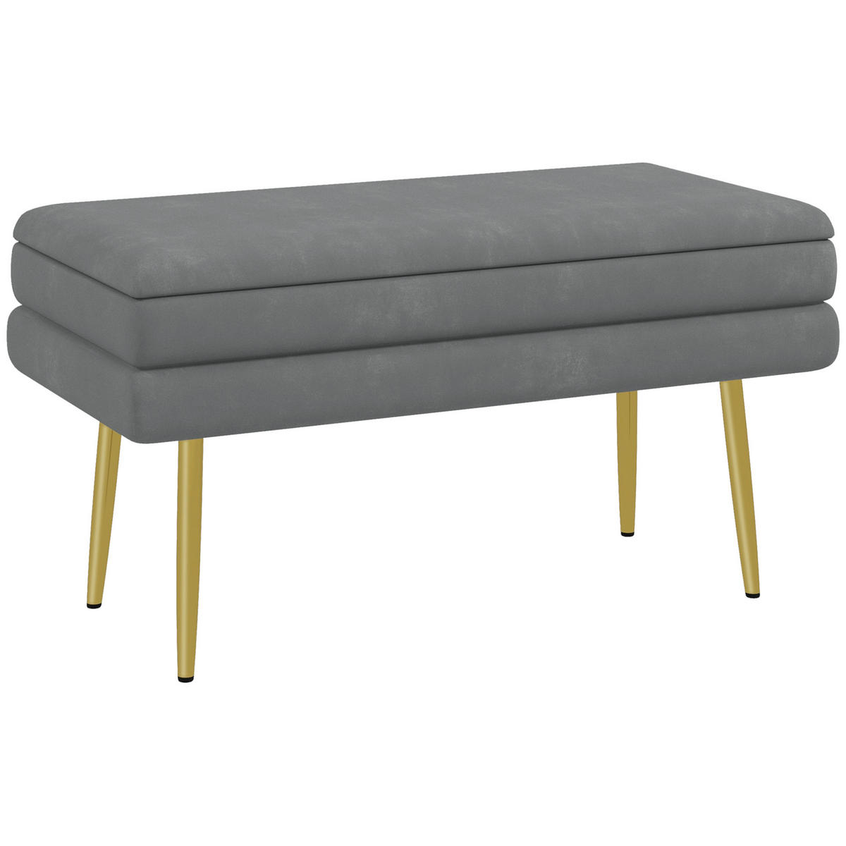 TRUHENBANK DE-07199 mit Samtoptik Dunkelgrau - Dunkelgrau, Textil/Metall (37.5/43/79.5cm) - ComfortXL