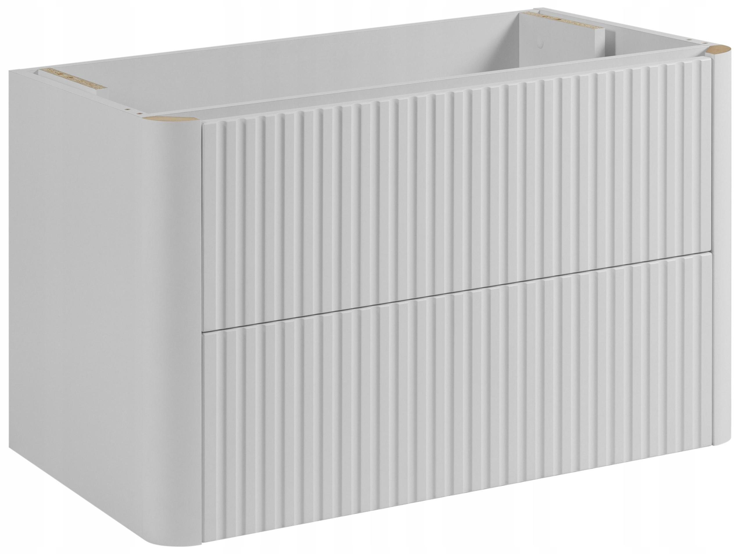 WASCHBECKENUNTERSCHRANK LINEA hängend geriffelt Weiß matt 80/48/44 cm - Weiß, Holzwerkstoff (80/48.4/43.7cm) - Rodan