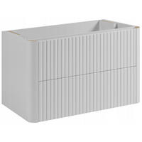 WASCHBECKENUNTERSCHRANK LINEA hängend geriffelt Weiß matt 80/48/44 cm - Weiß, Holzwerkstoff (80/48.4/43.7cm) - Rodan
