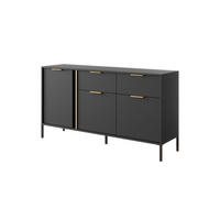 SIDEBOARD Valdi B 153 cm Anthrazit / Gold - mit 3 Türen und 2 Schubladen - Anthrazit/Gelb, Holz/Holzwerkstoff (153/81/39cm) - Ravio