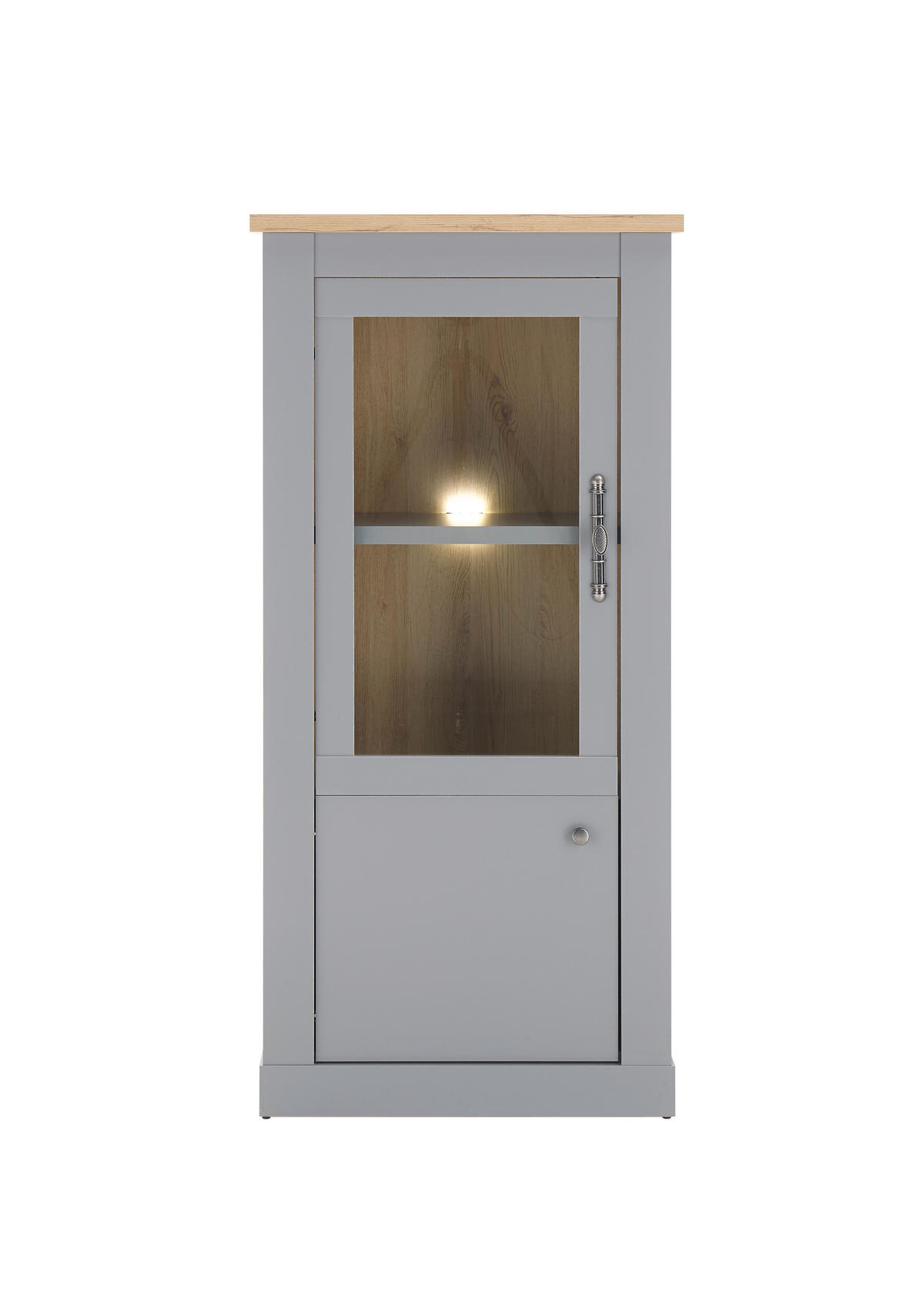 VITRINE C14 Light Gray & Artisan Eiche 68x142x37 cm - Grau, Holzwerkstoff (68/142/37cm) - Livojo