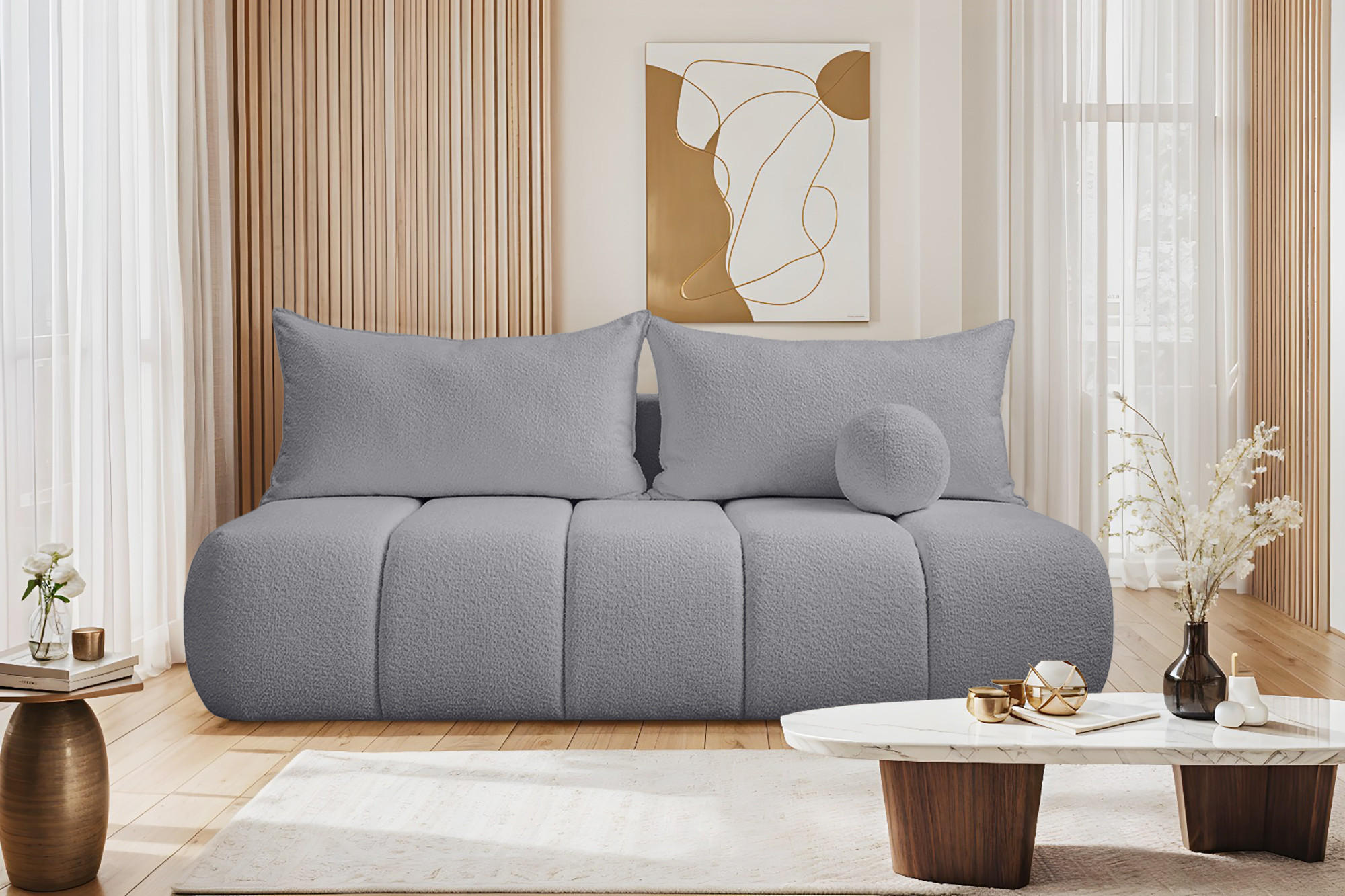 SCHLAFSOFA PIANO Grau - Grau, Holz (207/91/103cm) - Kaiser Möbel