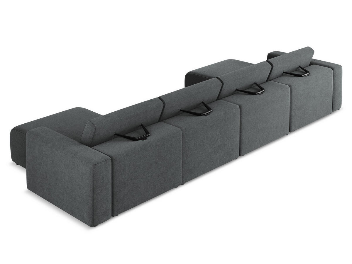 WOHNLANDSCHAFT Strukturstoff Stoff Grau - Beige/Schwarz, Kunststoff/Textil (404/80/167cm) - Makamii