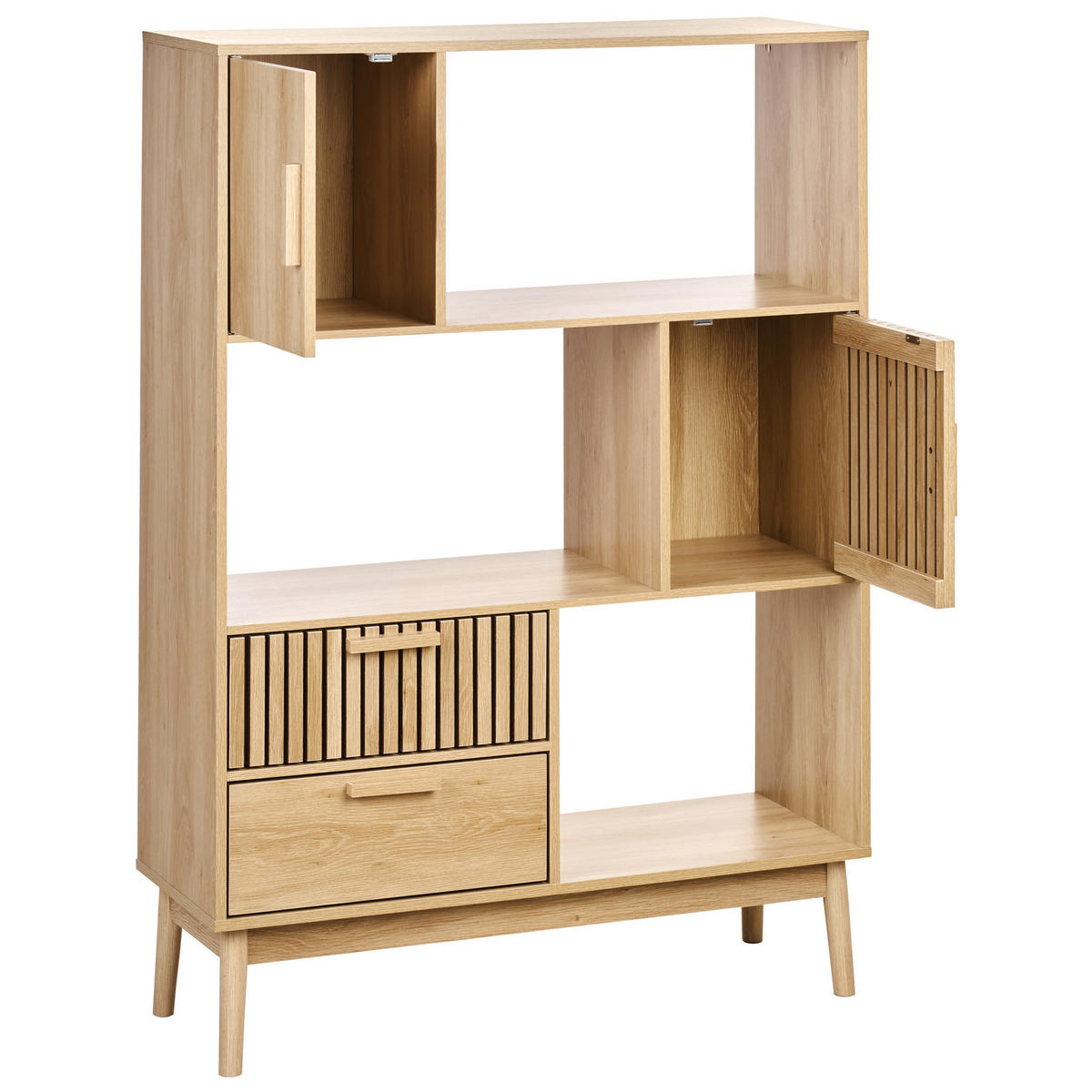 REGAL 140 cm Hellbraun Lynwood - Braun, Holzwerkstoff (100/140/35cm) - Beliani