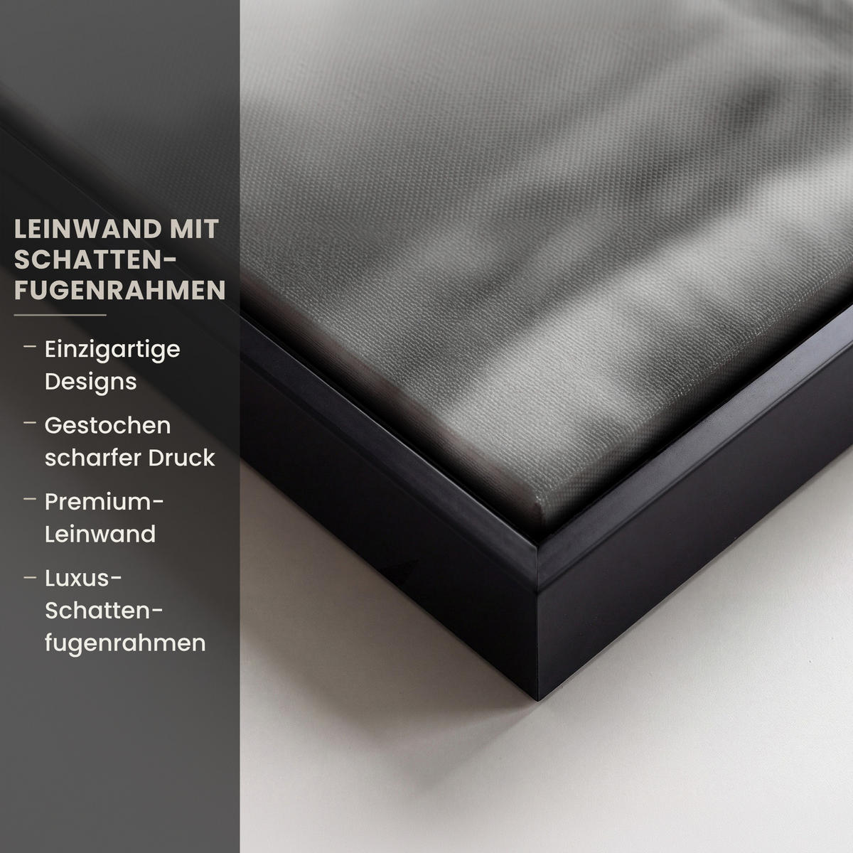 LEINWAND Bilder mit Rahmen - Schottischer Highlander - Nebel - Schwarz - Weiß - 80x60 - Grau, Textil (80/60cm) - MuchoWow