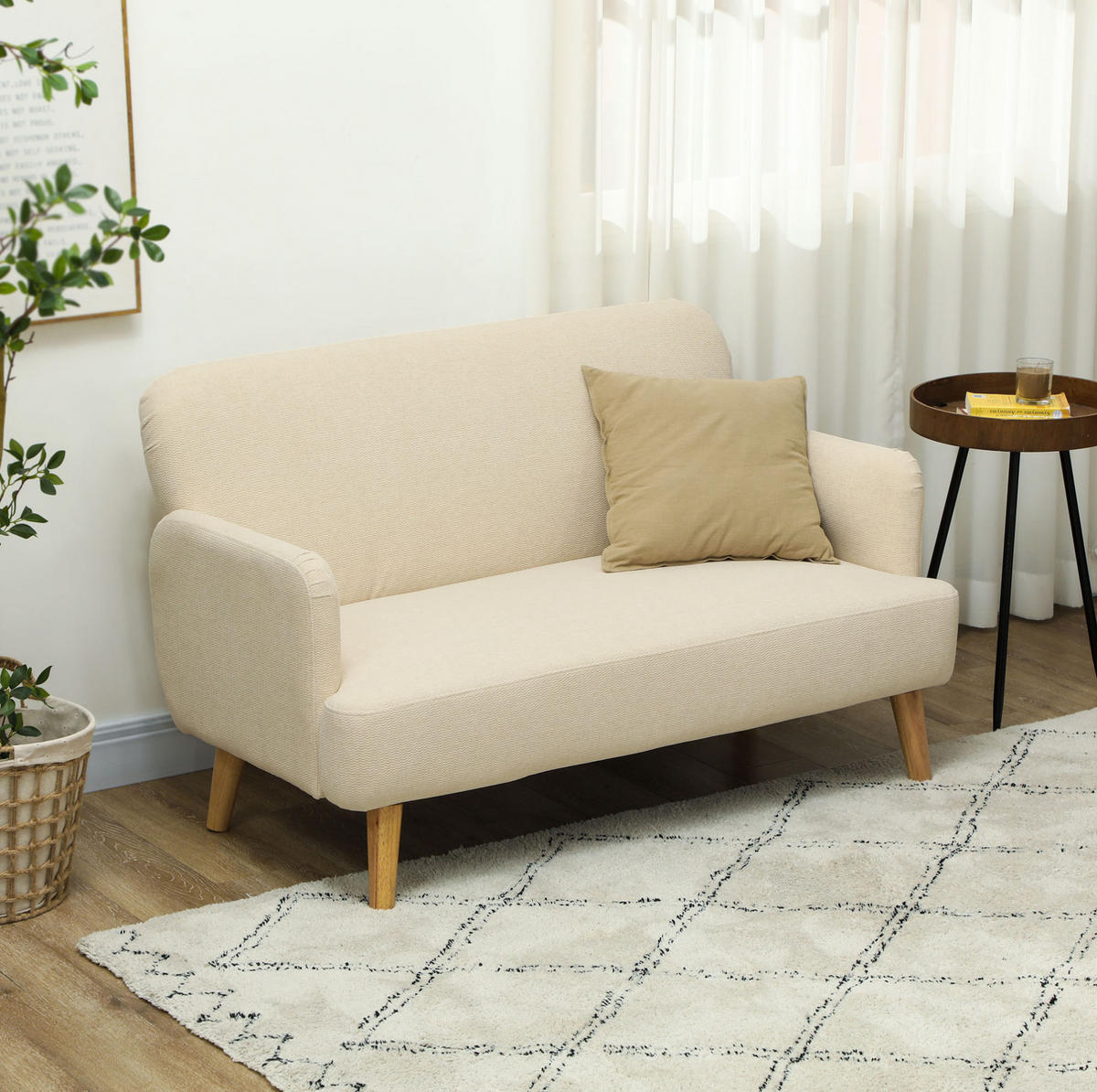 2-SITZER Sofa Samt 130/74/79 cm Creme - Creme, Textil (74/79/130cm) - Redom