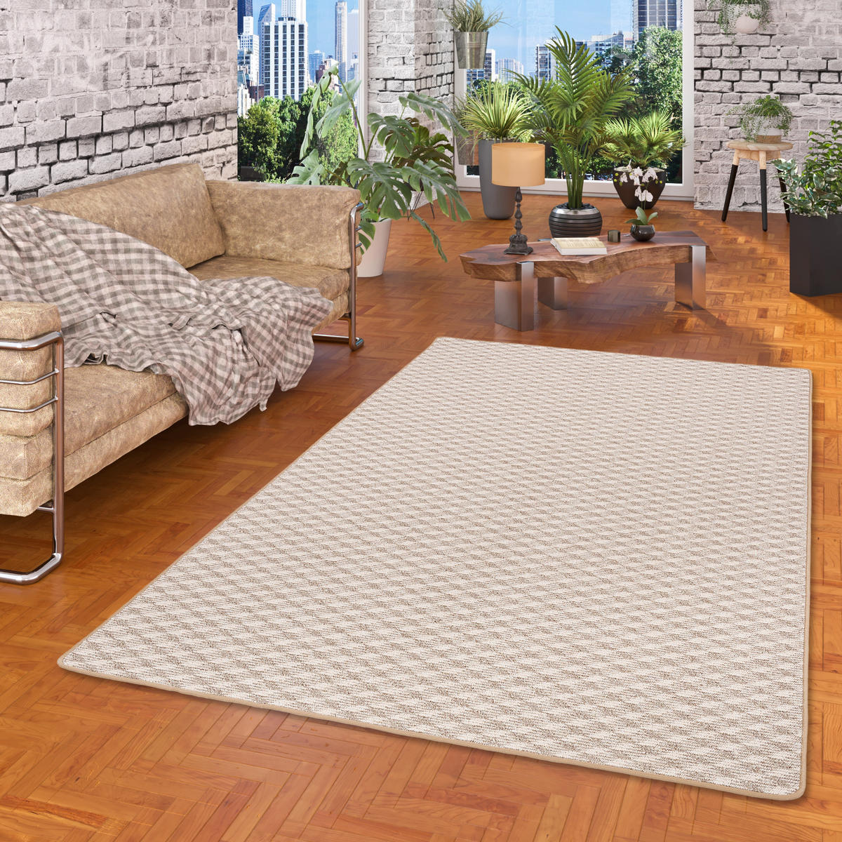 SCHLINGEN TEPPICH MODERN DIAMOND - Sandfarben, Textil (100/100cm) - Snapstyle