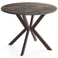 ESSTISCH Valio rund oval ausziehbar verlängerbar mit braunen Metallbeinen, Beton Dunkelgrau 100-140/100/76 cm - Dunkelgrau/Braun, Holzwerkstoff/Metall (100/140/76cm) - WFL GROUP