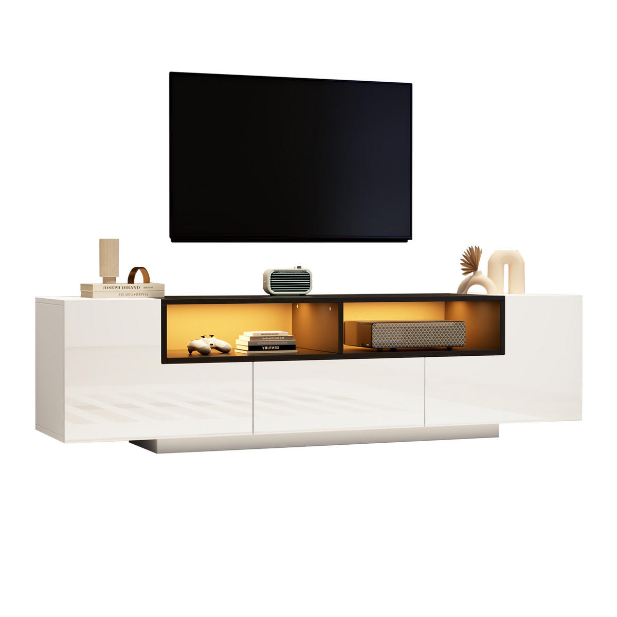 TV-LOWBOARD Shape Weiß 180/40/48 cm - Weiß, Holzwerkstoff (180/48/40cm) - PANGIVO