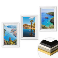 WANDBILDER 3er-Set - 20x30 cm Weißer Rahmen - Palmen am Meer, blaues Wasser - Weiß, Kunststoff (20/30cm) - ArtPrintCave