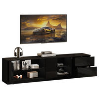 TV-LOWBOARD 160x40x52 cm Hochglanz Schwarz LED für 65" TV - Schwarz, Holzwerkstoff (40/52/160cm) - FLIEKS