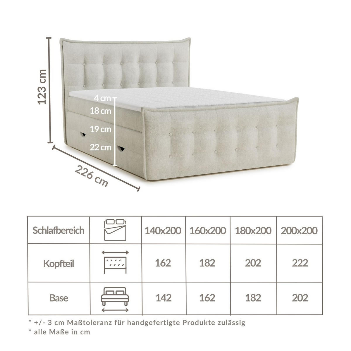 BOXSPRINGBETT Fatu 180/200 cm, in Braun, Bettkasten, Matratze, Topper - Schwarz/Braun, Holz/Holzwerkstoff (180/200cm) - Maison de Reve