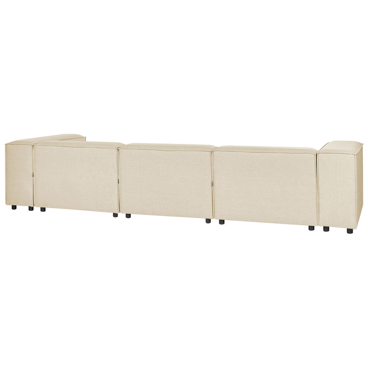 3-SITZER-ECKSOFA Leinen beige rechtsseitig Aprica - Beige/Schwarz, Textil (326/180cm) - Beliani