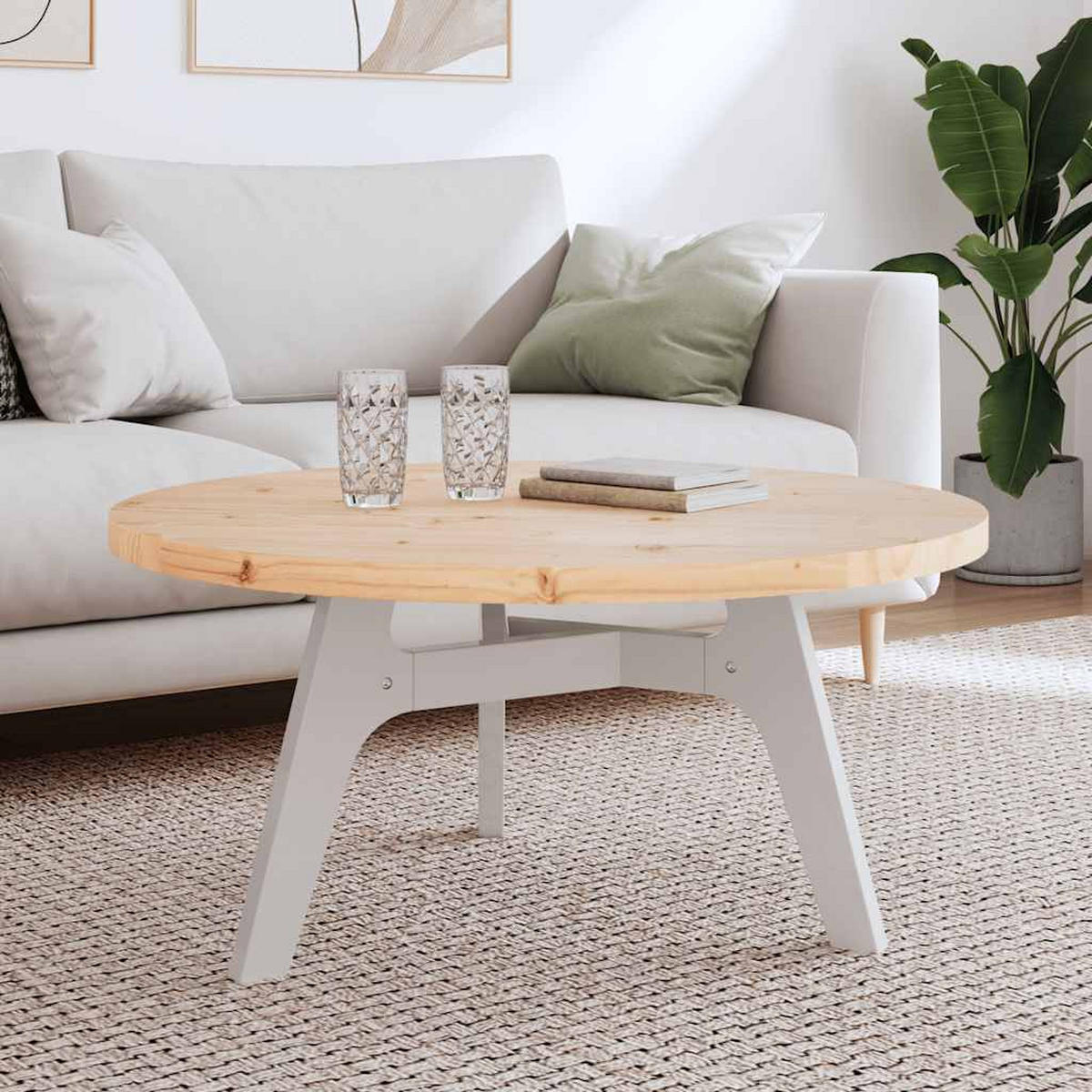 TISCHPLATTE Rund Ø90/3 Cm Massivholz Kiefer - Braun, Holz (90/90/3cm) - vidaXL