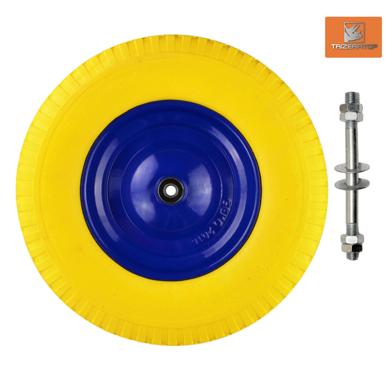 SCHUBKARRENRAD Schlauchlos, Polyurethan mit Achse unplattbar 4.80/4.00-8 - Multicolor, Kunststoff (40/10/40cm) - TRIZERATOP