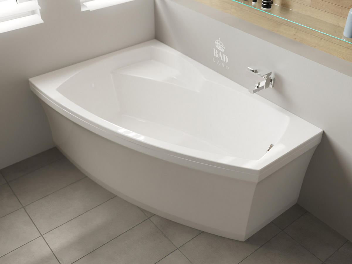 BADEWANNE Eckwanne FRIDA 160/105 Links Ablauf & Füße - Weiß, Kunststoff (105/58/160cm) - bad land