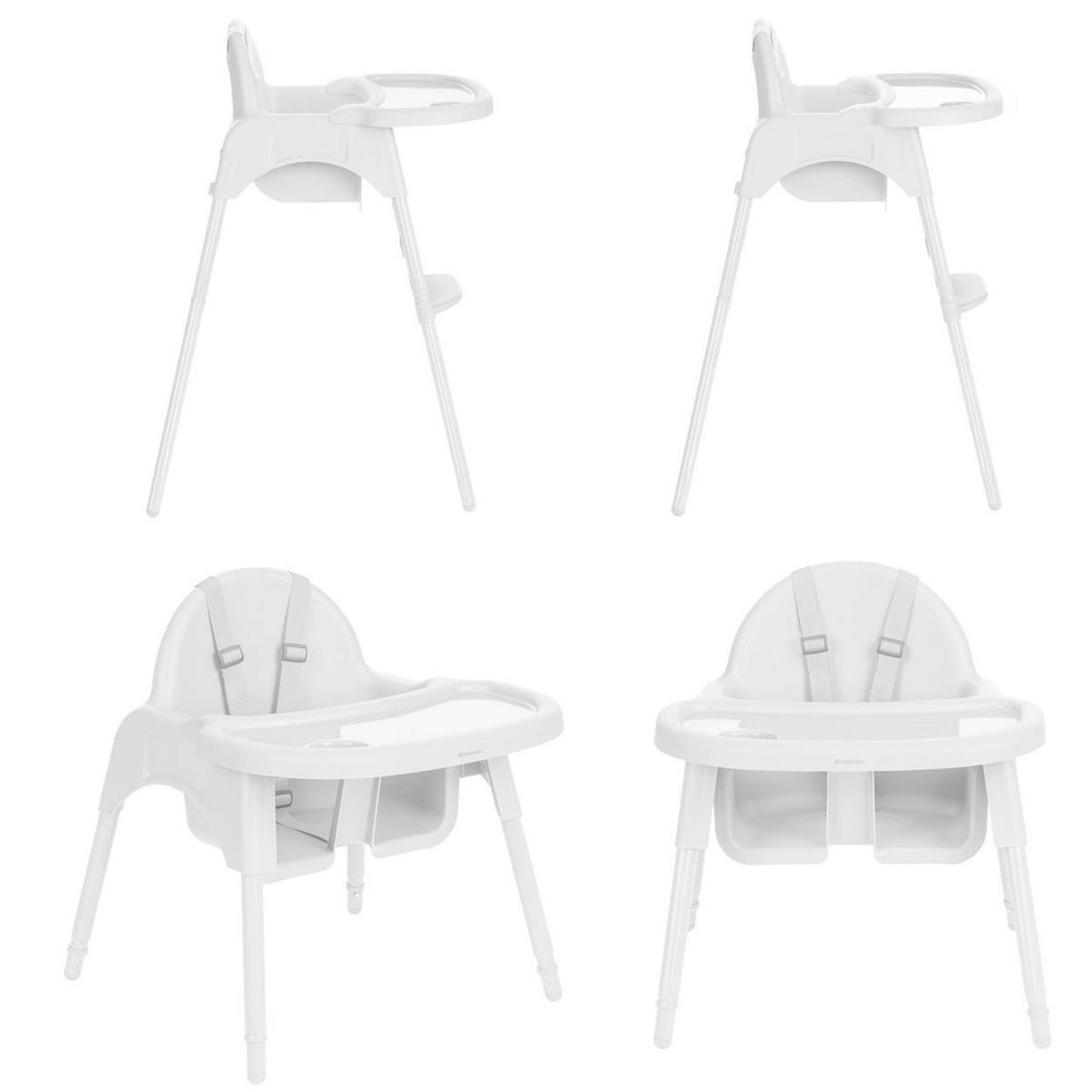 HOCHSTUHL 2 in 1 Jammy weiß Kinderstuhl, Fußstütze, Gurt, Bechervertiefung - Weiß, Kunststoff (60/86/60cm) - Kikka boo