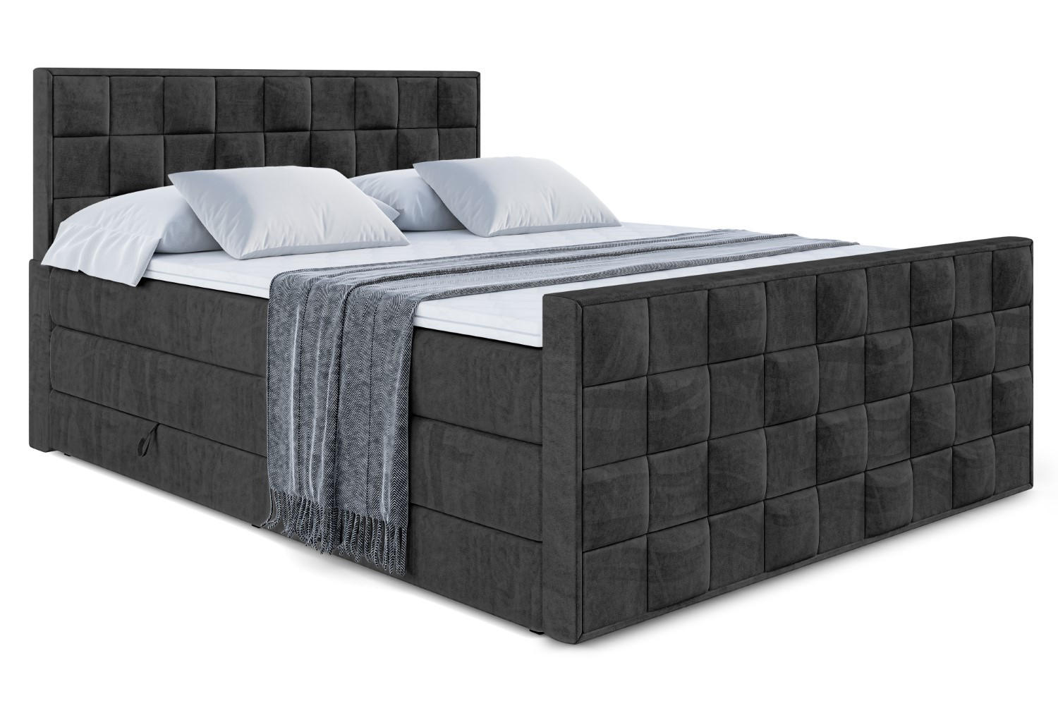 BOXSPRINGBETT ZAFIRA KING - 200 x 200 - H3/H4 - Schwarz - Schwarz, Holzwerkstoff (200/200cm) - ALTDECOR
