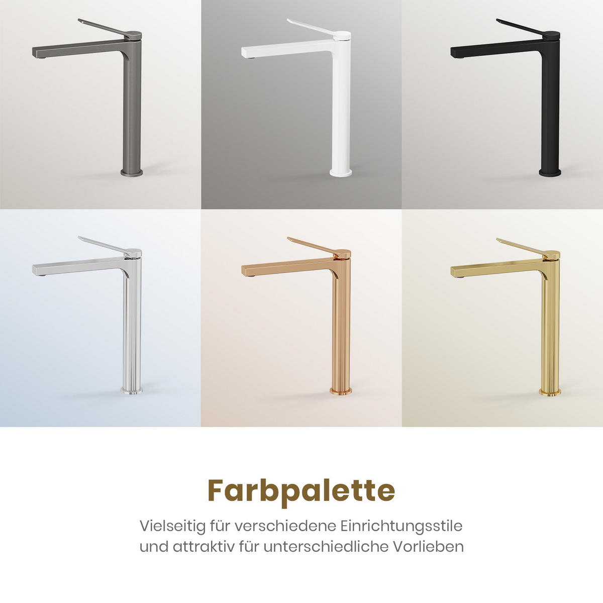 WASCHTISCHARMATUR mit Zertifiziertem Filterelement Champagnergold Hoher Stil - Goldfarben, Metall (23.3/4.6/33.5cm) - EMKE