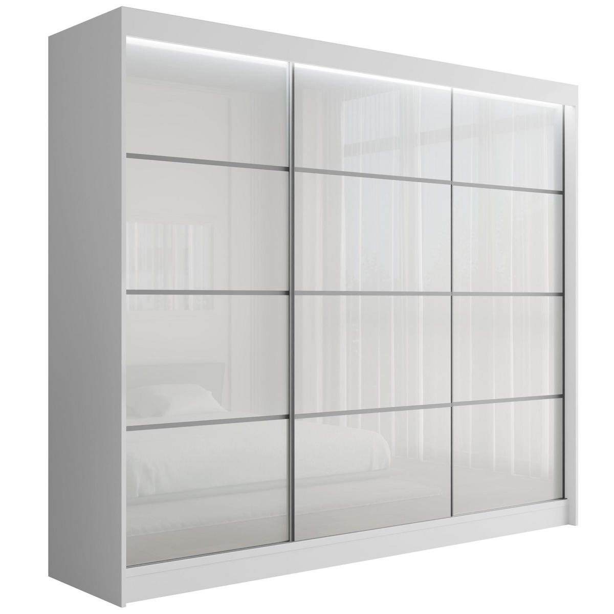 KLEIDERSCHRANK PEKA III mit LED - 250 cm - Weiß - Weiß, Holzwerkstoff (250/215/61cm) - ALTDECOR