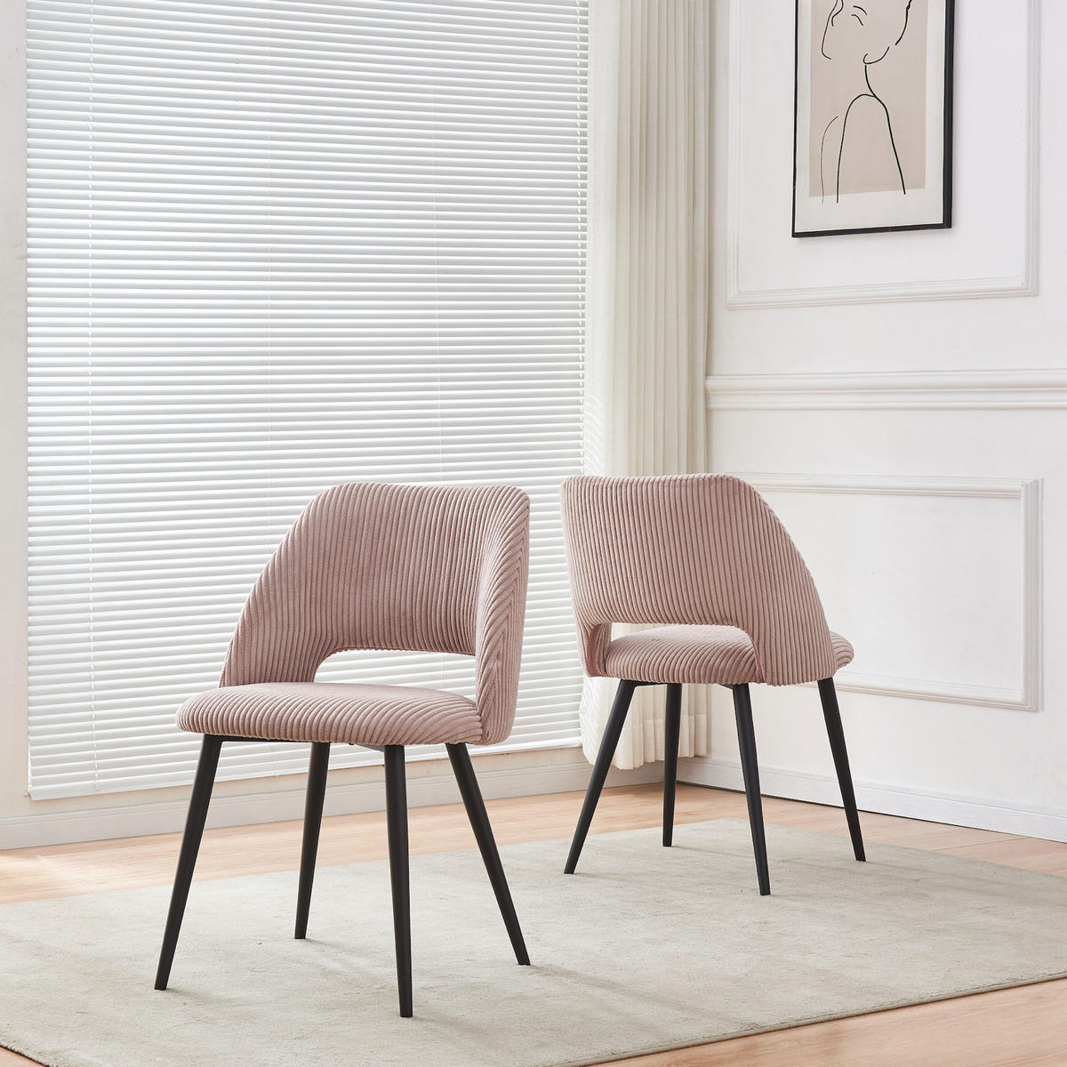 STUHL VICKY Rosa 2 Stück - Rosa, Textil/Metall (53/80/57cm) - B&D Home