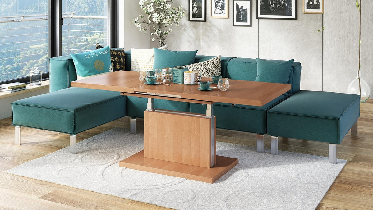 COUCHTISCH rechteckig Erle ausziehbar höhenverstellbar - Erlefarben, Holzwerkstoff (80/120/56cm) - designimpex