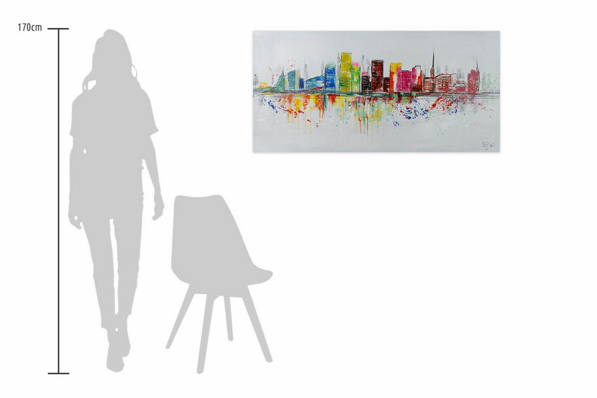 ACRYLBILD HANDGEMALT 120/60 cm - Multicolor/Grau, Holz/Textil (1.7/60cm) - KUNSTLOFT