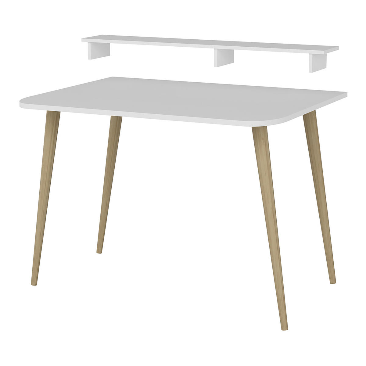 SCHREIBTISCH Östhammar - Naturfarben/Weiß, Holz/Holzwerkstoff (60/90/83.6cm) - [en.casa]