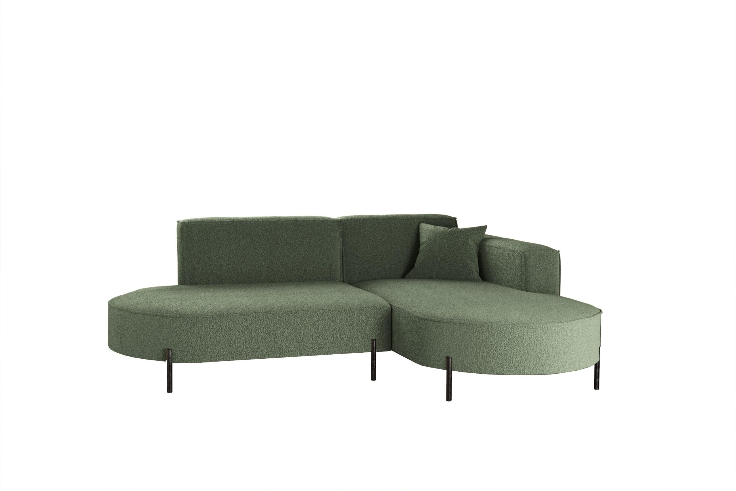 ECKSOFA L-Form Designer Modena Rein Stoff Quelle Grün Rechts - Grün, Holz/Textil (236/165cm) - Kaiser Möbel