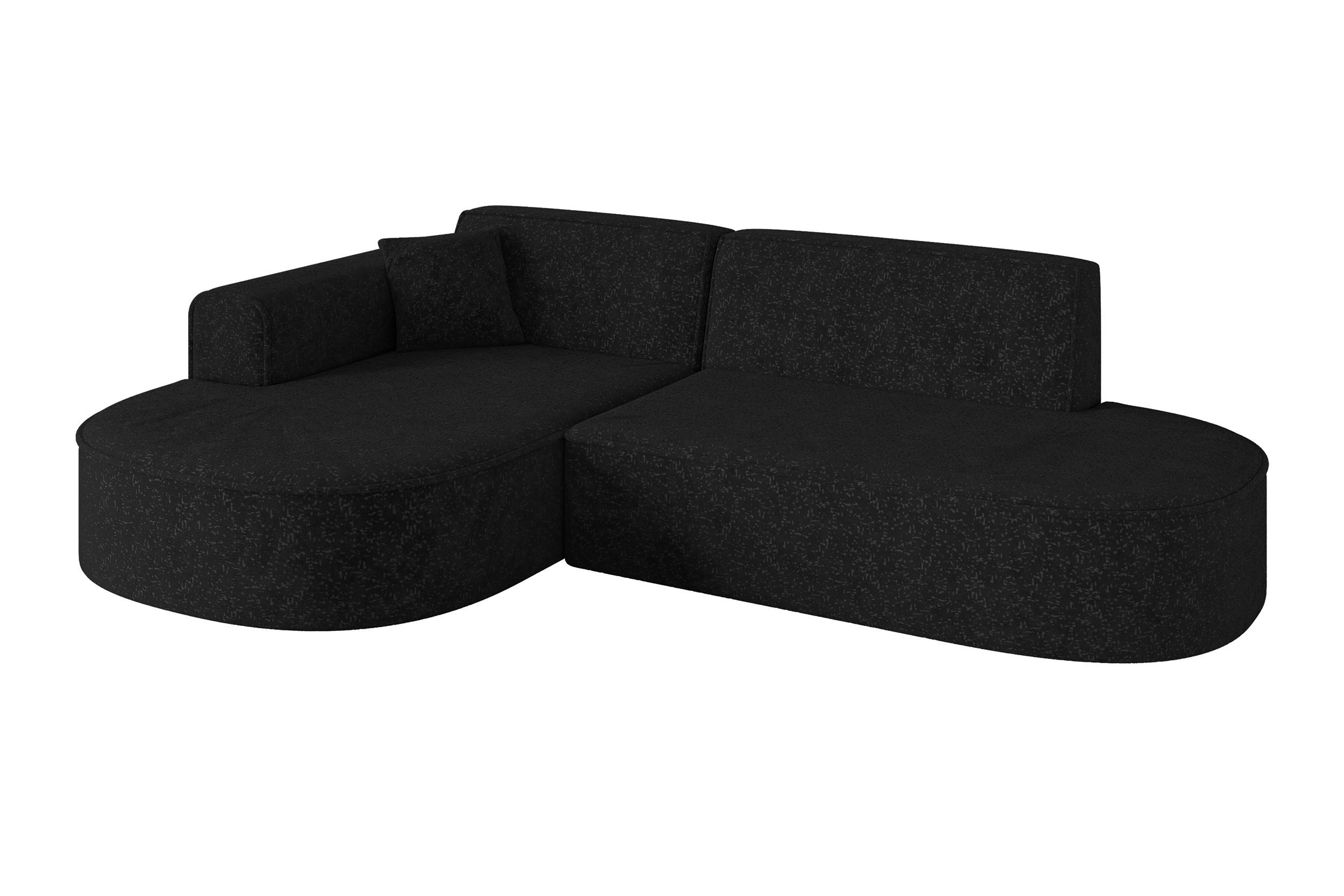 ALTDECOR ROHOVÁ SEDACÍ SOUPRAVA s otomanem vlevo MARI-L1 – 243 x 171 x 79 cm, černá látka