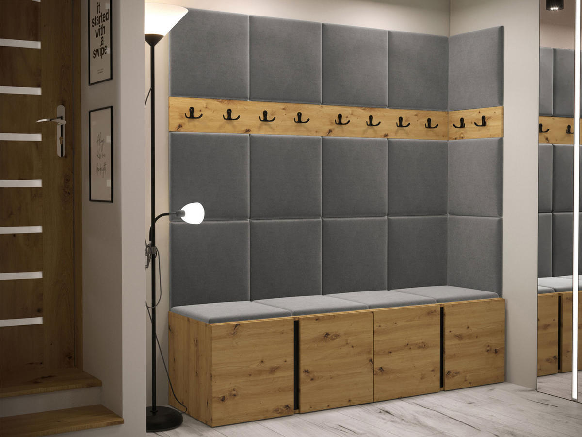 GARDEROBEN-SET Orion II - Eiche Artisan/Grau, Holzwerkstoff/Kunststoff (168/186/46cm) - MIRJAN24