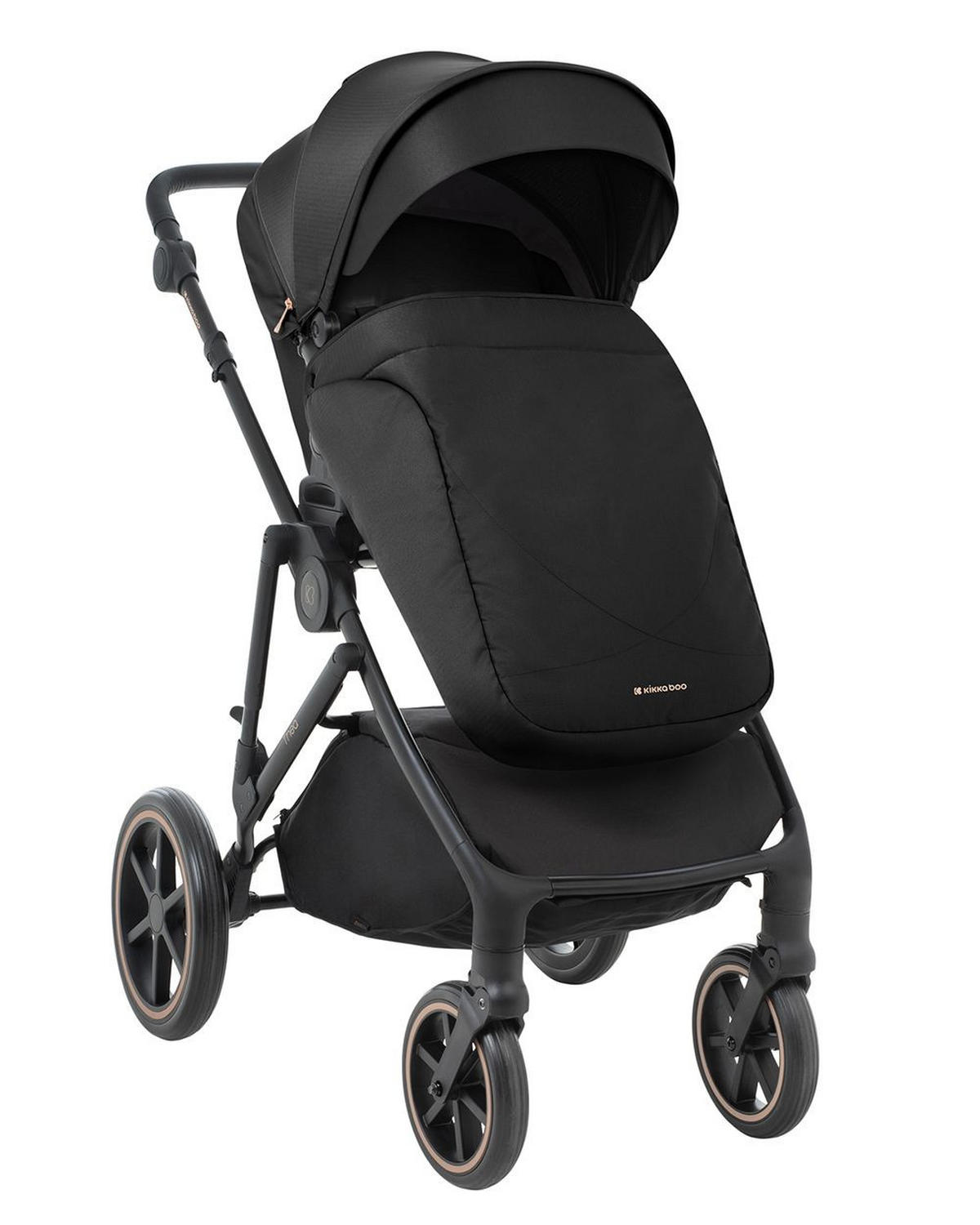 KINDERWAGEN Thea 2 in 1 schwarz EVA Räder verstellbarer Schiebegriff Babywanne - Schwarz, Metall (78/57/102cm) - Kikka boo