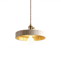 PENDELLEUCHTE Nordstil Travertin Messing E27 21x11cm - Gelb, Stein (21/21/11cm) - Authentics