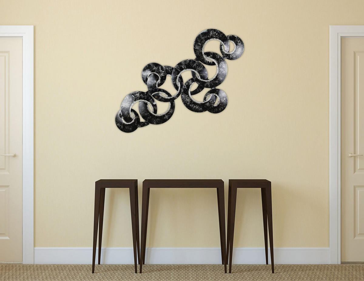 WANDDEKO Schwarz-Weiß 107/61 cm - Schwarz, Metall (3.1/61/7cm) - KUNSTLOFT