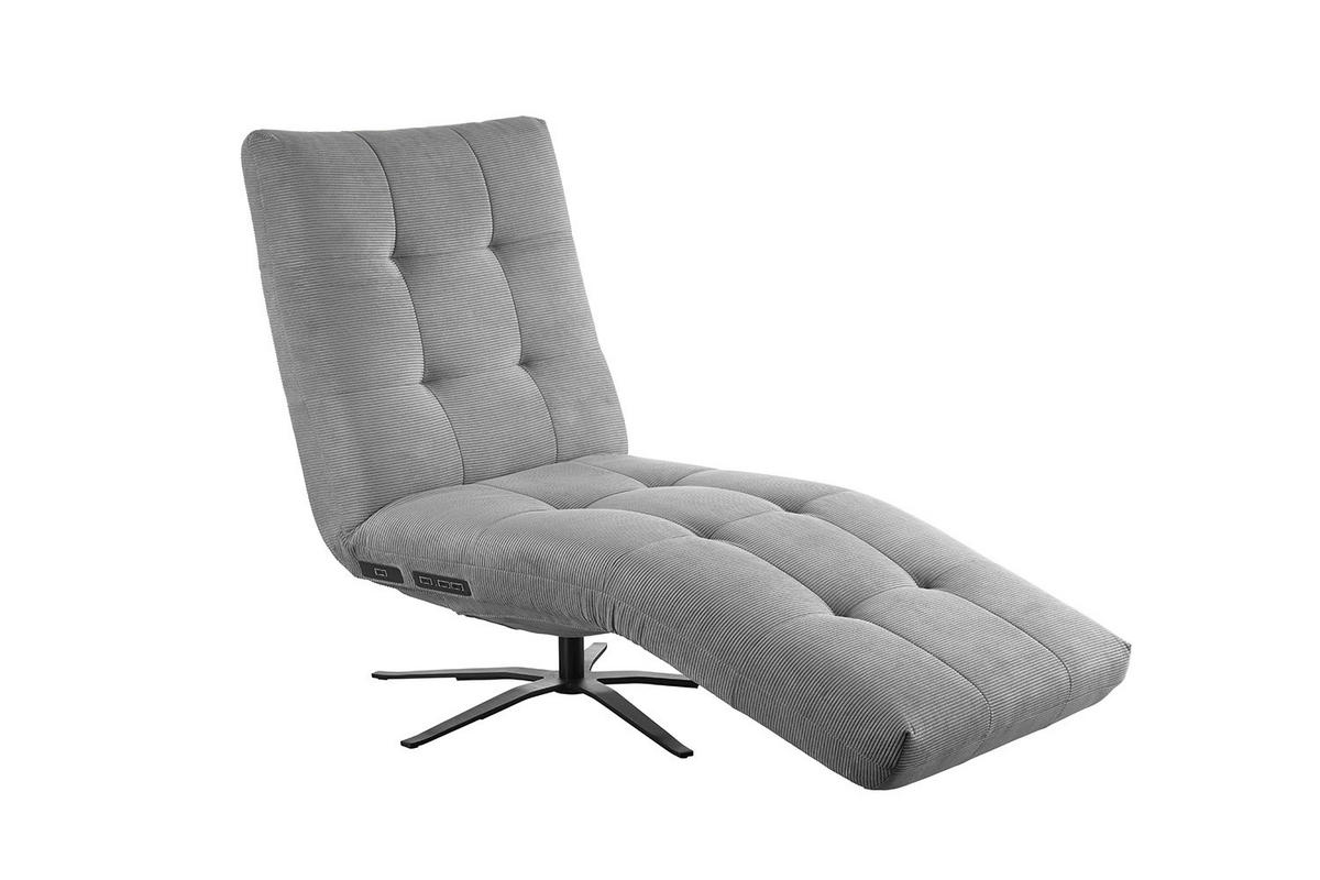 RELAXLIEGE LETICIA Grau Cord - Schwarz/Grau, Textil/Metall (82/115/156cm) - KAWOLA
