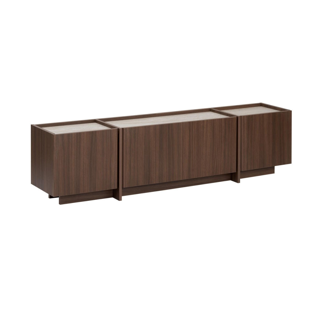 TV skříňka se 4 dveřmi, šířka 180 cm - ARVEN - hnědá, kompozitní dřevo (35/46/180cm) - Calicosy