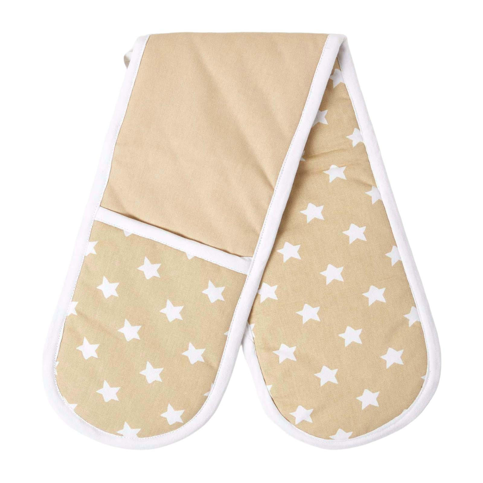 DOPPEL-OFENHANDSCHUH Sterne 18/84 cm, Baumwolle wattiert - Beige, Textil (18/84cm) - Homescapes