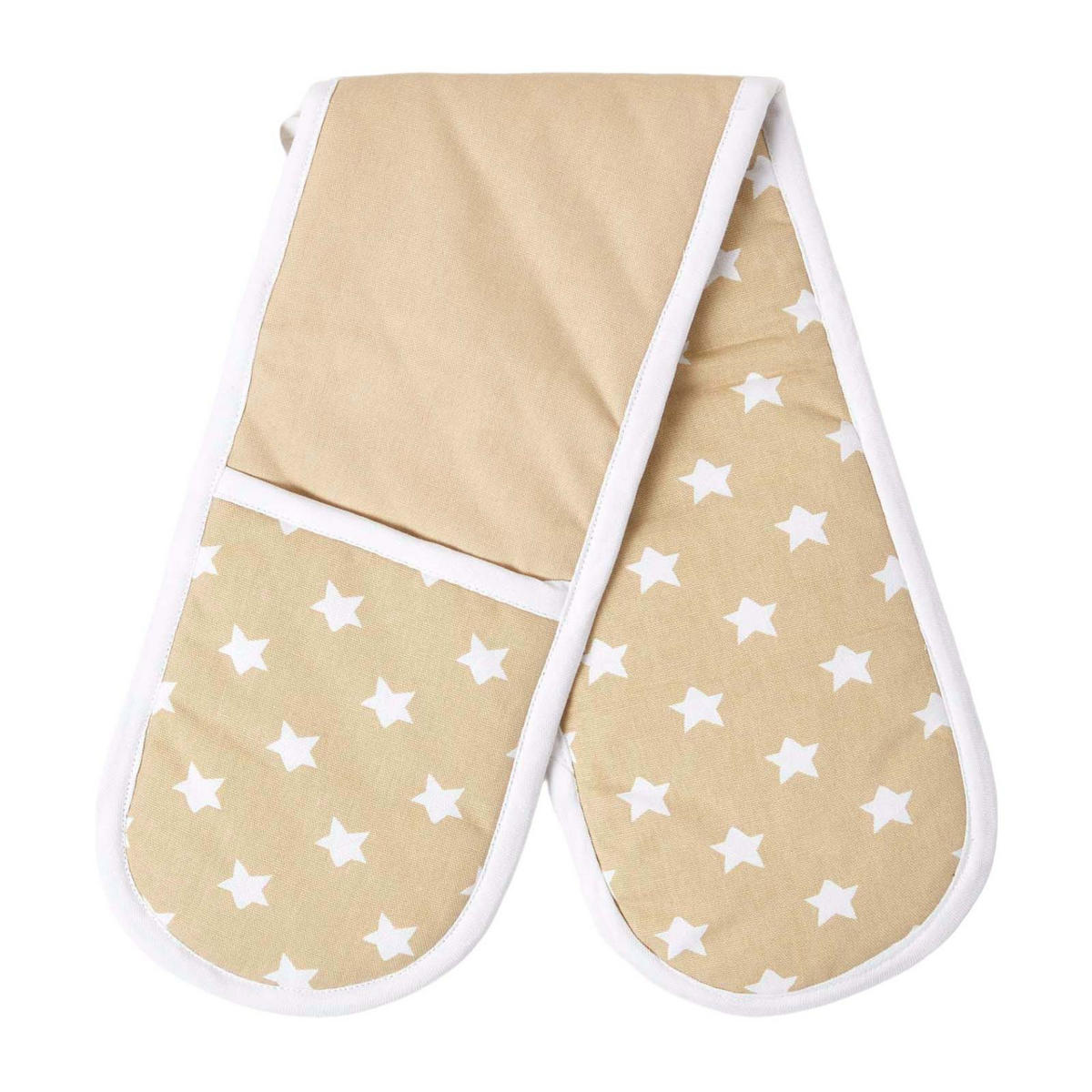 DOPPEL-OFENHANDSCHUH Sterne 18/84 cm, Baumwolle wattiert - Beige, Textil (18/84cm) - Homescapes