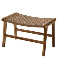 HOCKER - Papiergeflecht / Teakholz massiv, Natur / Teak - Teakfarben, Naturmaterialien (65/44/35cm) - home24
