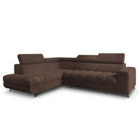 ECKSOFA MORIVA Q L-S Braun Boucle-Stoff mit Schlaffunktion - Braun, Holzwerkstoff/Textil (253/190cm) - MASSENO