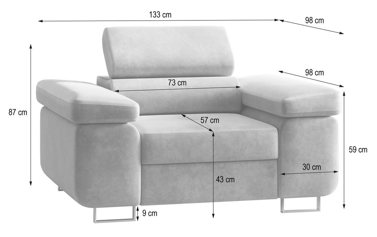 SESSEL CALVO Polstersessel Loungesessel ergonomisch, Beige - Beige, Holz/Metall (133/87/98cm) - MASSENO