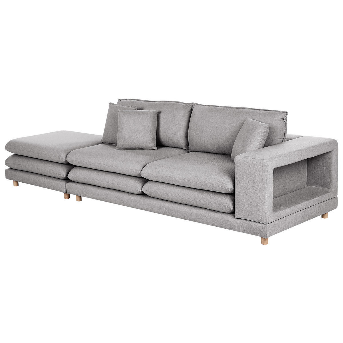 2-SITZER-SOFA mit Ottomane Stoff Grau Heden - Dunkelgrau/Braun, Textil (197/81/86cm) - Beliani
