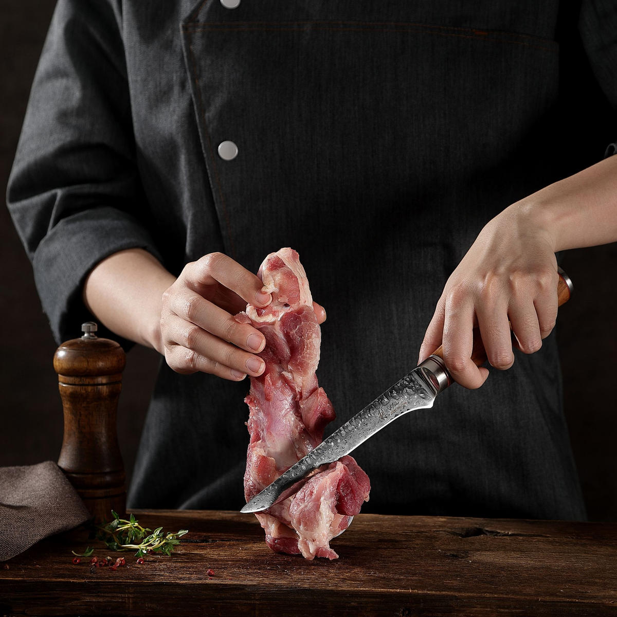 AUSBEINMESSER 16 cm - Braun, Holz/Metall (30cm) - Wakoli