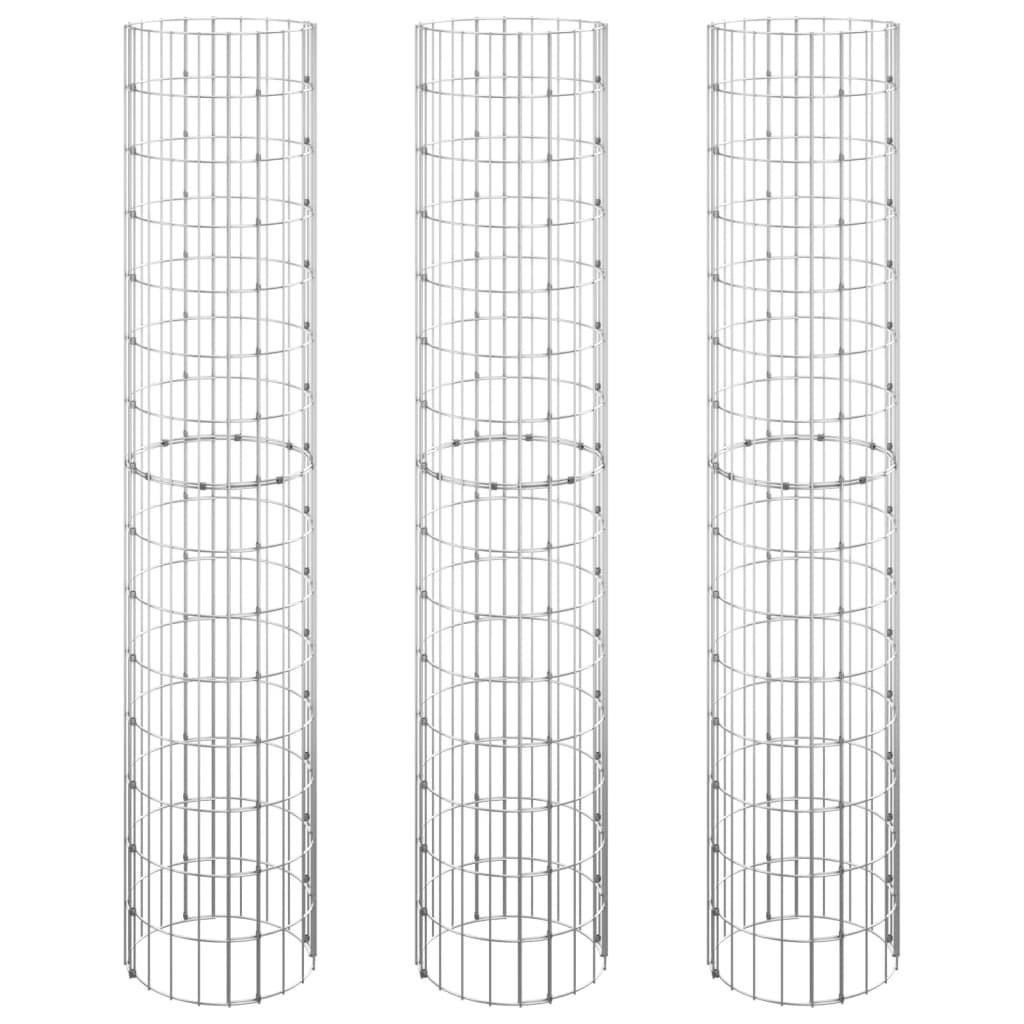 GABIONEN-HOCHBEETE 3er set Rund Verzinkter Stahl Ø30/150 Cm - Silberfarben, Metall (30/150/30cm) - vidaXL